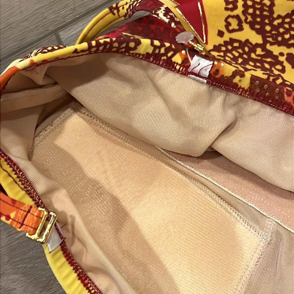 Gottex Silver Vibrant Colorful One Piece Swimsuit Removable Straps Size 12 - Picture 7 of 16